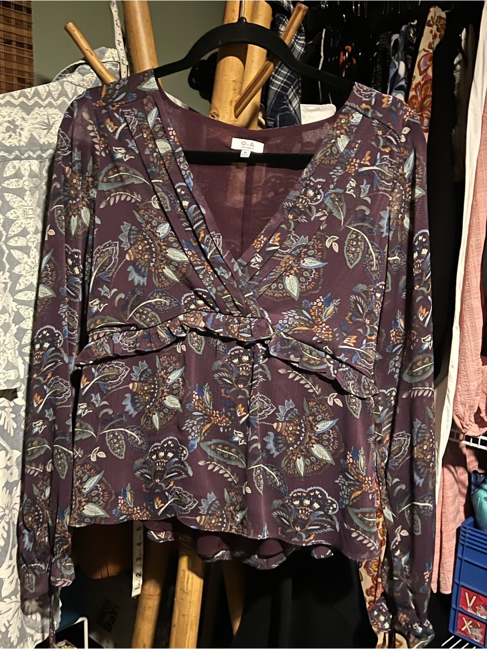 Women's Floral Wrap-Style Blouse - Purple